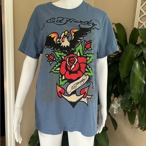 Ed Hardy Blue Graphic T-Shirt